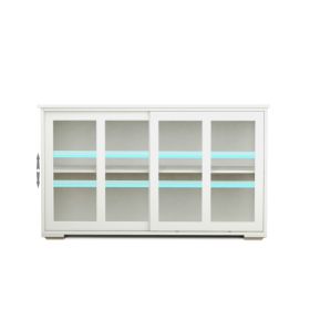 Kitchen Storage Cabinet With Glass Door - White