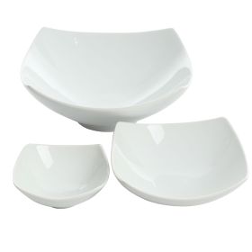 Gibson Gracious Dining 3 Piece Ceramic Bowl Set in White