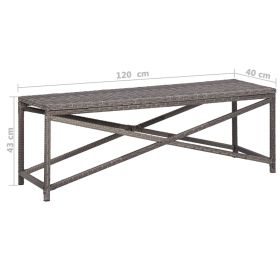 vidaXL Garden Bench 120 cm Poly Rattan Grey