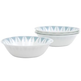 Ultra by Gibson Piper Point 4 Piece 6.5 Inch Round Tempered Opal Glass Fruit Bowl Set in Blue