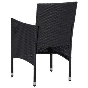 vidaXL Patio Dining Chairs 2pcs Poly Rattan Black