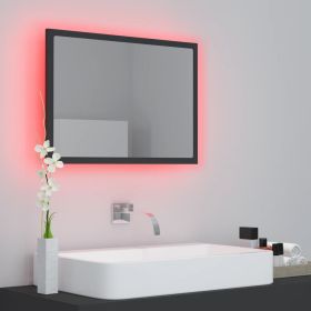 vidaXL LED Bathroom Mirror Grey 60x8.5x37 cm Acrylic