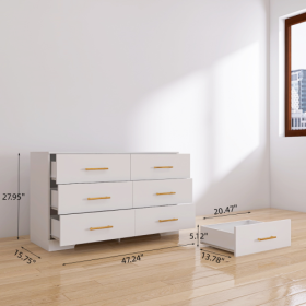 Large White Six Drawer Cabinet