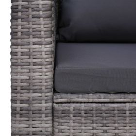 vidaXL Patio Chair with Cushion and Pillow Poly Rattan Gray