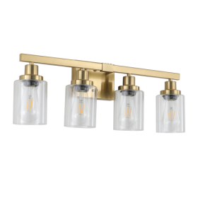 Gold 4 Lamp Vanity Light With Clear Glass Shade, Modern Iron Metal Bathroom Wall Fixture For Bathroom & Dresser - No Bulbs Unavailable Platform- Temu