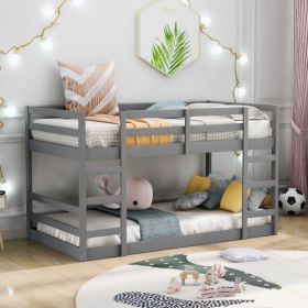 Twin Over Twin Bunk Bed With Ladder, Gray