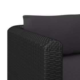 vidaXL Single Sofa with Cushions Poly Rattan Black