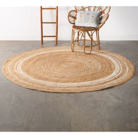 Natural And Ivory Round Jute Rug