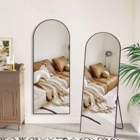 Black 65x22 Inches  Metal Arched Bracket Full-length Mirror