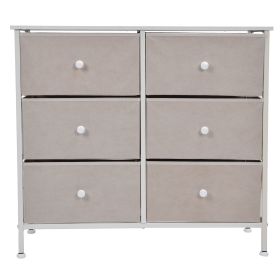 3Tier 6 Drawers Chest NonWoven Fabric Storage Cabinet Unit with Handles Home Bedroom Furniture White