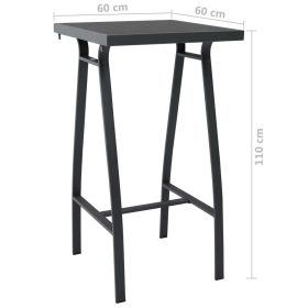 vidaXL Garden Bar Table Black 60x60x110 cm Tempered Glass