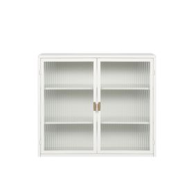 Modern Two-door Wall Cabinet With Glass Door With Three Levels Of Storage For Entrance Living Bathroom Dining Room, White Unavailable Platforms- Temu