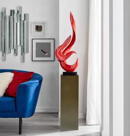 Red Flame Floor Sculpture With Gray Stand