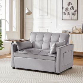 Velvet Loveseat Sleeper Sofa Bed With Side Table