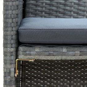 vidaXL 2 Seater Patio Sofa with Cushions Gray Poly Rattan