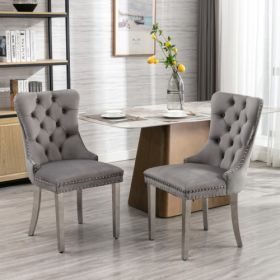 High-end Tufted Solid Wood Contemporary Velvet Upholstered Dining Chair With Chrome Stainless Steel Plating Legs,Nailhead Trim