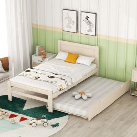 Modern Design Twin Size Platform Bed Frame With Trundle For White Washed Color