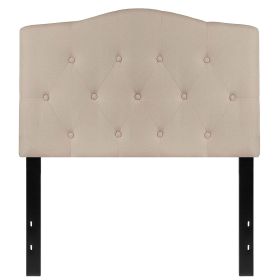 Twin size Beige Fabric Upholstered Button Tufted Headboard