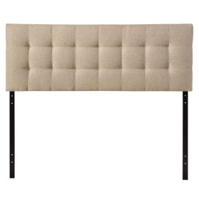 King size Beige Fabric Upholstered Headboard with Modern Tufting