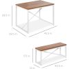 Modern 3-Piece Dining Set Wood Top White Metal Frame Table and 2 Bench Chairs