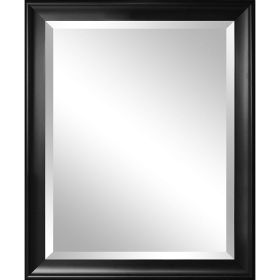 Beveled Glass Bathroom Wall Mirror with Black Frame - 34 x 28 inch