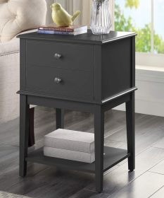 conifferism Tall Bed Side Tables Black,Large Wood Nightstand with 2 Drawers