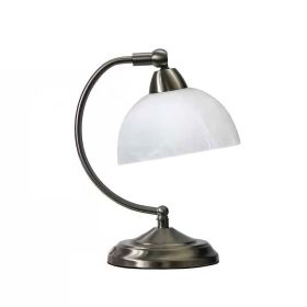 Small Bankers Lamp Desk Light Table Lamp with Marbleized White Glass Shade