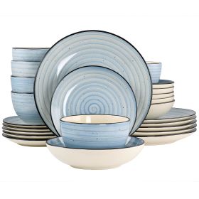 Elama Gia 24 Piece Round Stoneware Dinnerware Set in Light Blue