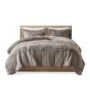 Full/Queen Grey Soft Sherpa Faux Fur 3-Piece Comforter Set with Pillow Shams