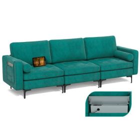 Modular 1/2/3/4-Seat L-Shaped Sectional Sofa Couch with Socket USB Port-3-Seat with USB port