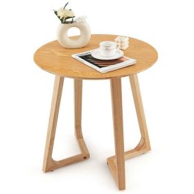 24 Inch Round End Table with Adjustable Foot Pads-Brown