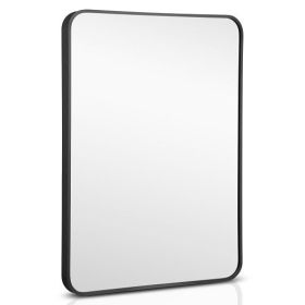 Metal Framed Bathroom Mirror with Rounded Corners-Golden