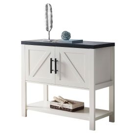 Modern 2 Drawer Wooden Storage Console Table White/Black