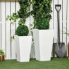 Set of 2 Modern Lightweight Outdoor Patio Flower Pot Planter Box in White