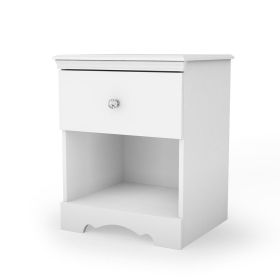 Eco-Friendly White Nightstand with Drawer and Open Shelf