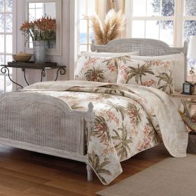 King Cotton Coastal Palm Tree Floral 3 Piece Reversible Quilt Set