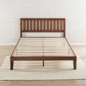 Queen size Mission Style Solid Wood Platform Bed Frame with Headboard in Espresso Finish