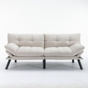 Cream Convertible Folding Modern Sofa Bed