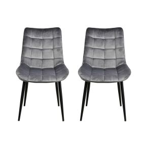 Modern Dining Chair Set of 2, Metal Legs Velvet Cushion Seat and Back for Dining Living