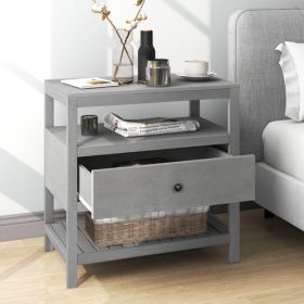 Modern Wooden Nightstand with Drawers Storage for Living Room/Bedroom, Gray(OLD SKU:WF281117AAE)