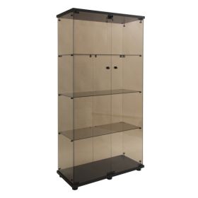 Double Door Tawny Glass Display Cabinet 4 With Door Shelves, Floor-to-ceiling Rare Bookshelf, Suitable For Living Room, Bedroom, Office