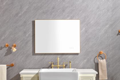 32x 24 Inch LED Mirror Bathroom Vanity Mirror with Back Light;  Wall Mount Anti-Fog Memory Large Adjustable Vanity Mirror