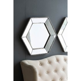 21" x 18" Hexagon Wall Mirror with Traditional Silver Finish, Home Decor Accent Mirror for Living Room, Entryway, Bedroom