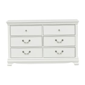 Classic Traditional Style Dresser of 6x Drawers White Finish Bedroom Antique Handles Wooden Furniture