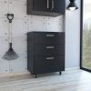 Medford 3-Drawer Rectangle Chest with Caster Black Wengue