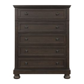 Traditional Design Bedroom Furniture 1pc Chest of 5x Drawers Grayish Brown Finish Wooden Furniture