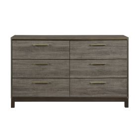 Contemporary Styling 1pc Dresser of 6x Drawers with Antique Bar Pulls Two-Tone Finish Wooden Bedroom Furniture