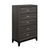 Contemporary Design Gray Finish 1pc Chest of Dovetail Drawers Polished Chrome Bar Pulls Bedroom Furniture