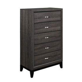 Contemporary Design Gray Finish 1pc Chest of Dovetail Drawers Polished Chrome Bar Pulls Bedroom Furniture