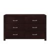 Espresso Finish 1pc Dresser of 6x Drawers Silver Tone Bar Pulls Contemporary Design Bedroom Furniture